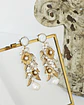 Aros bordados de perla con flores y hojas gold - Miniatura 2