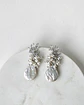 Aros tres flores circonita y perla natural silver - Miniatura 2