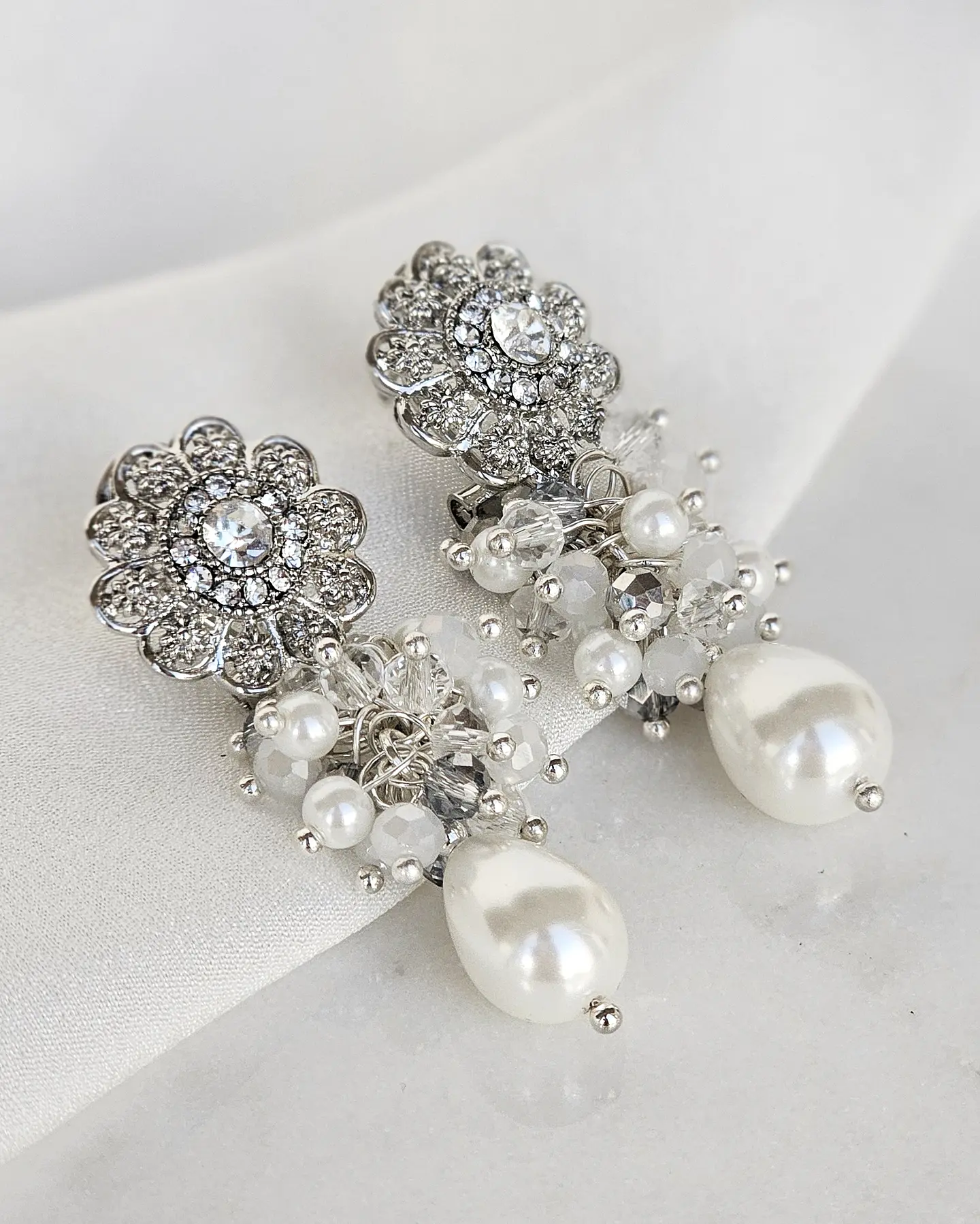 Aros doble racimo perlas 1