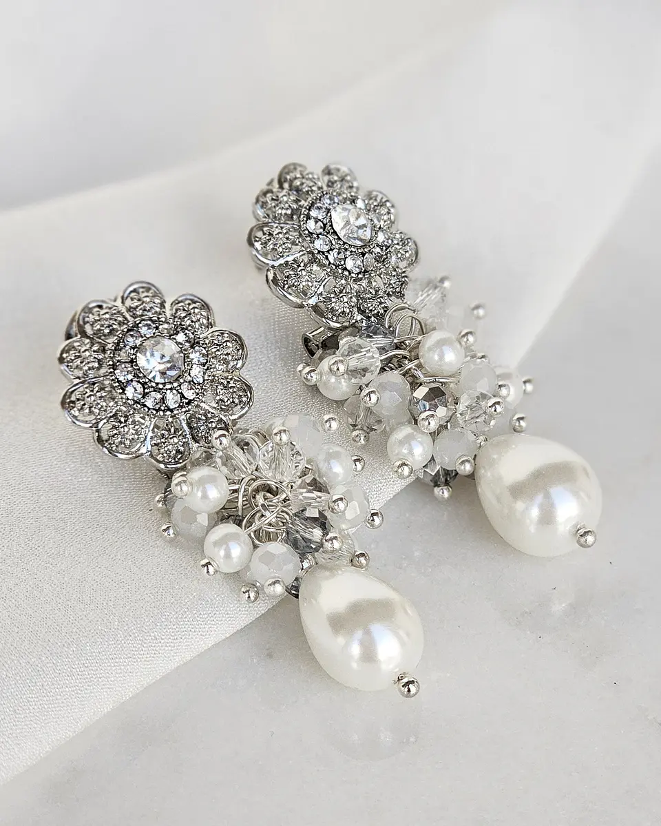 Aros doble racimo perlas 1
