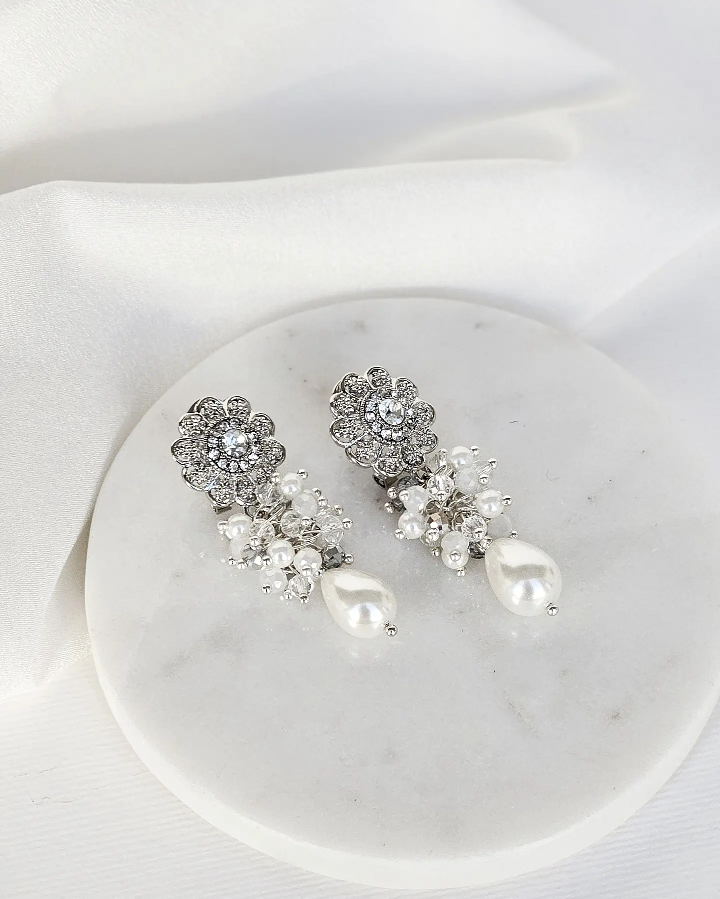Aros doble racimo perlas 3