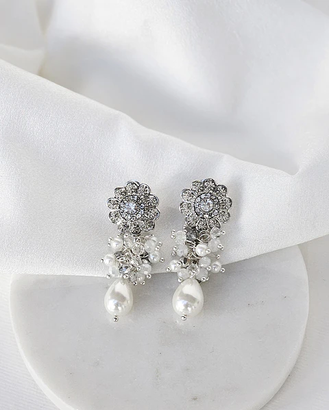 Aros doble racimo perlas