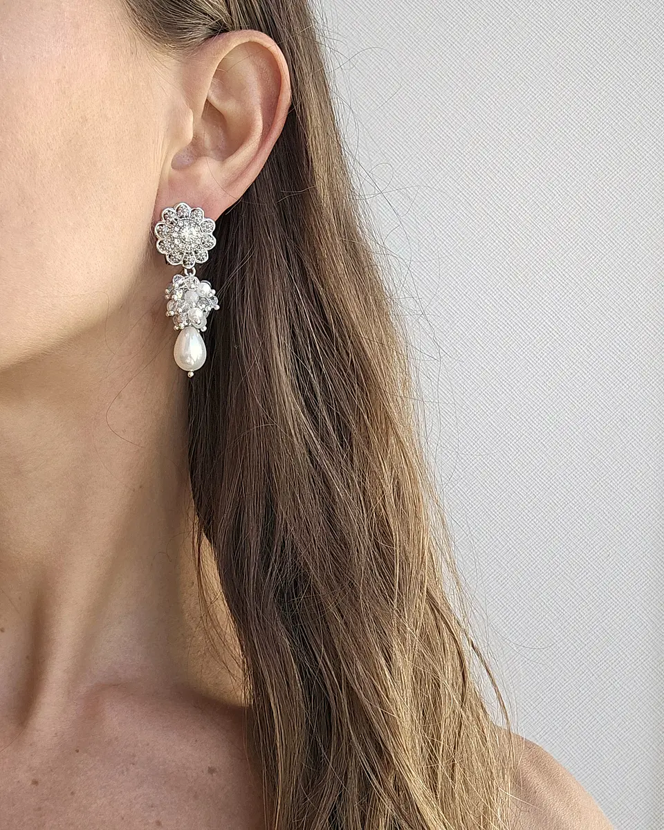 Aros doble racimo perlas 4