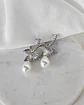 Aros argolla, hoja y perla silver - Miniatura 3