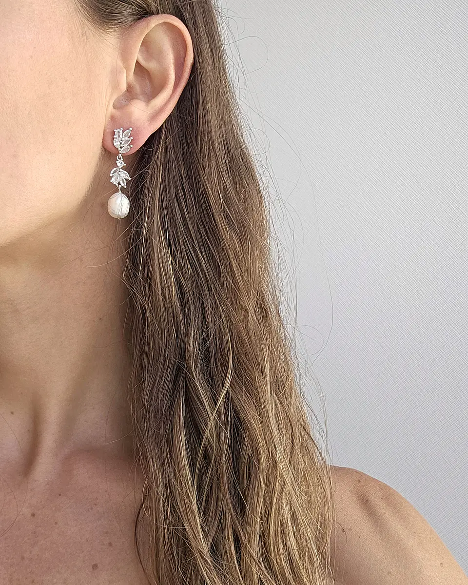 Aros circonitas con perla natural 5
