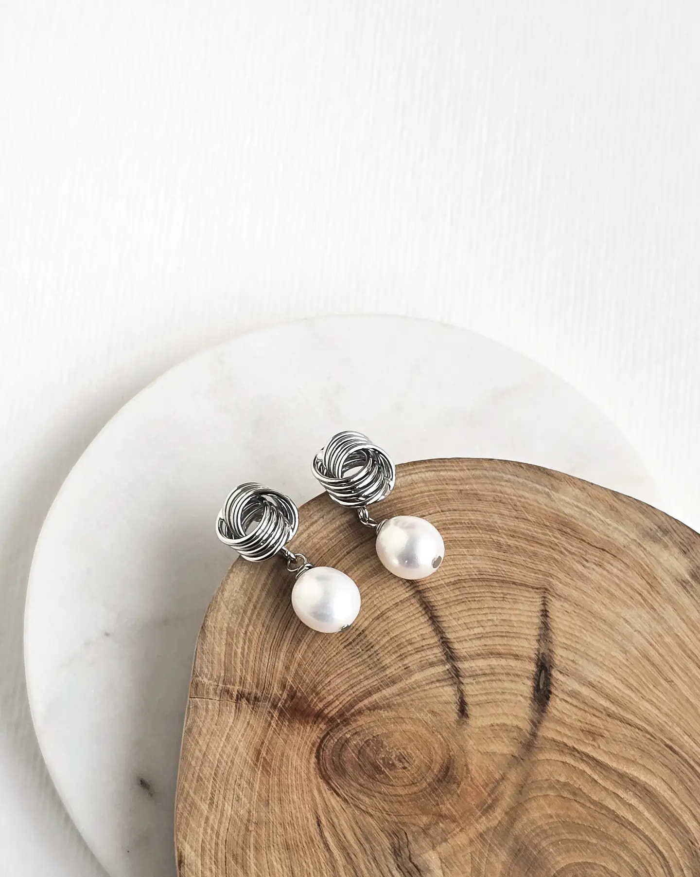 Aros vintage perla natural plata 1