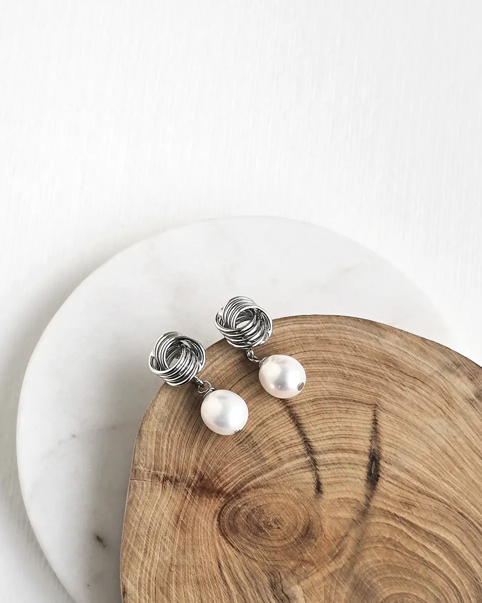 Aros vintage perla natural plata 1