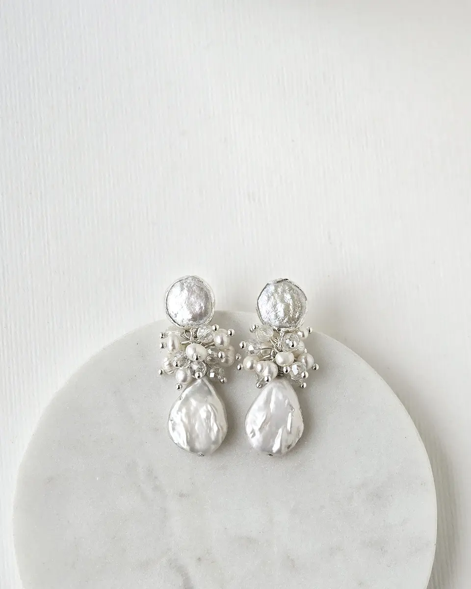 Aros de perla con racimo 3