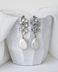 Aros doble flor con perla barroca natural plata - Miniatura 2