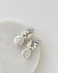 Aros tres flores circonita y perla natural silver - Miniatura 4