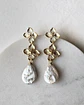 Aros doble flor con perla barroca plana - Miniatura 2