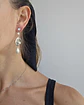 Aros con hoja y perlas largos plata - Miniatura 3