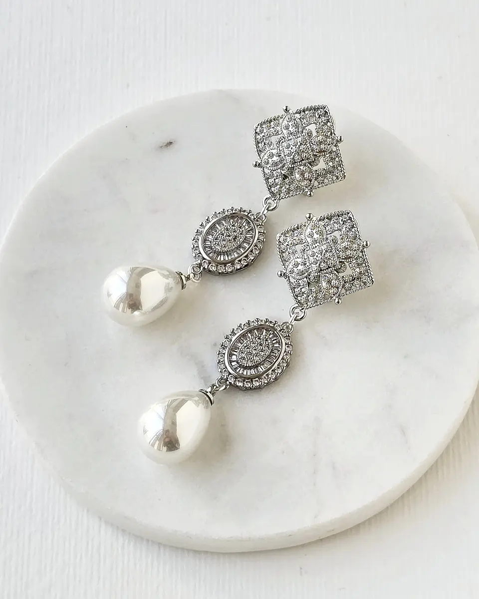 Aros con circones y perla 1