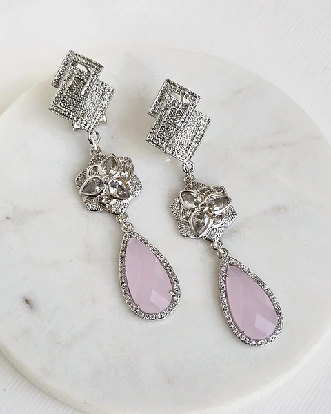 Aros rosados circonita largos