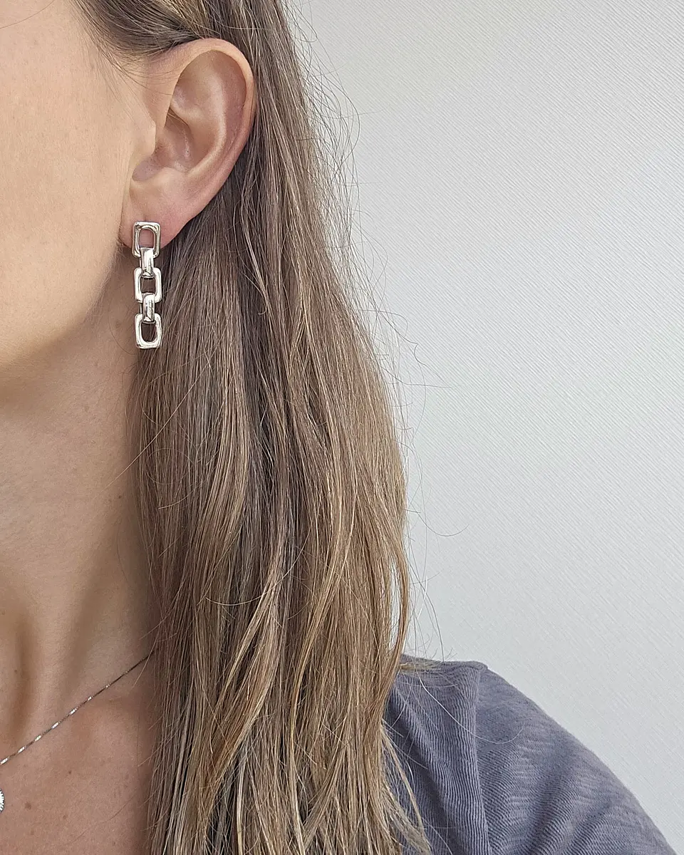 Aros tipo cadena silver 3