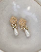 Aros vintage con perla y racimo gold - Miniatura 3