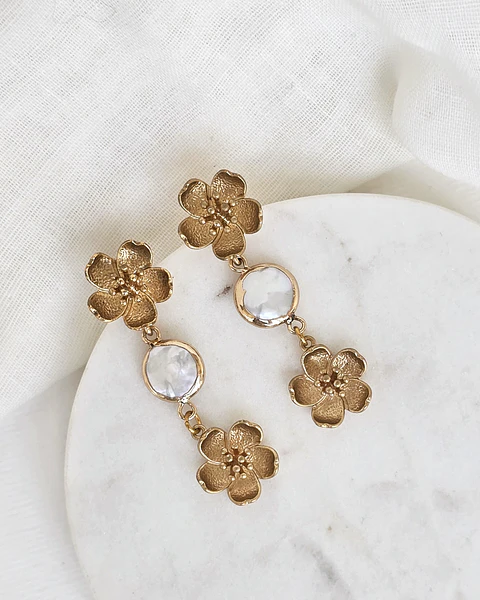 Aros flor perla flor envejecido