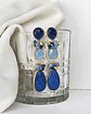 Aros largos de piedra azul y celeste con racimo - Miniatura 1