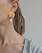 Aros flor naranja y cristal blanco - Miniatura 2