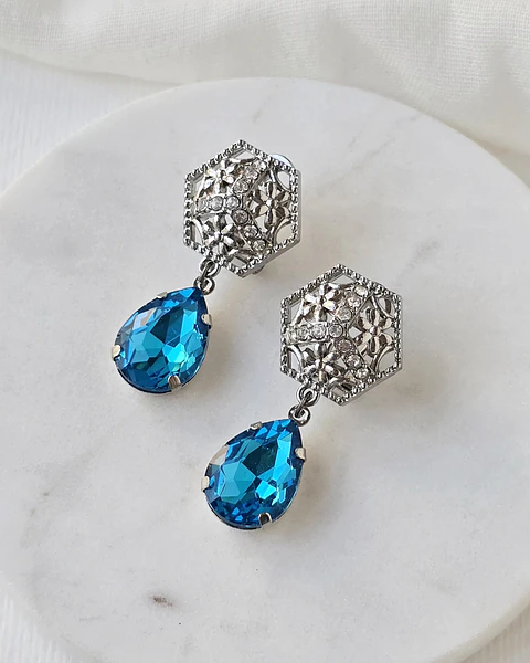 Aros vintage y cristal calipso brillante