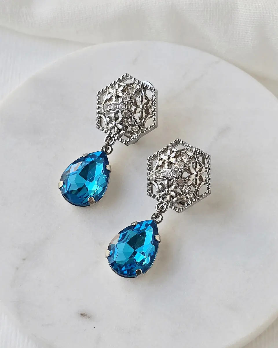 Aros vintage y cristal calipso brillante 1
