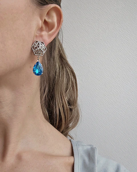 Aros vintage y cristal calipso brillante
