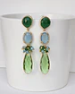 Aros de ágata verde, celeste y cristal verde claro con racimo - Miniatura 1