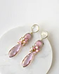 Aros de piedra luna blanca, cristal rosa y racimo - Miniatura 1