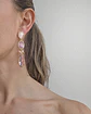 Aros de piedra luna blanca, cristal rosa y racimo - Miniatura 2
