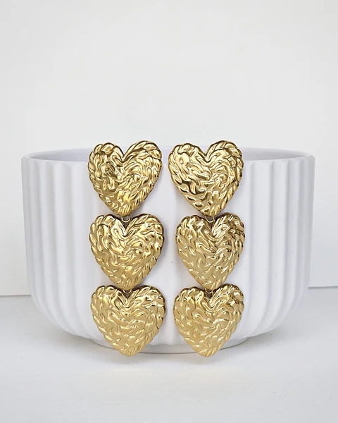 Aros tres corazones gold