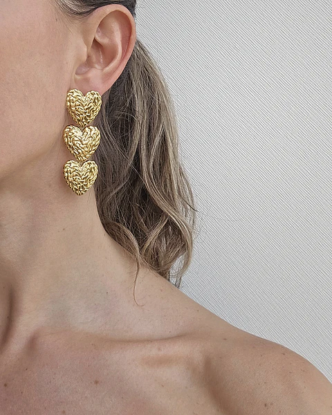 Aros tres corazones gold