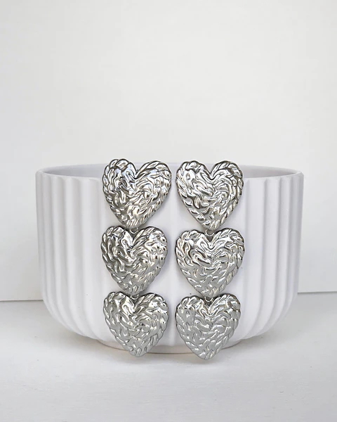 Aros tres corazones silver