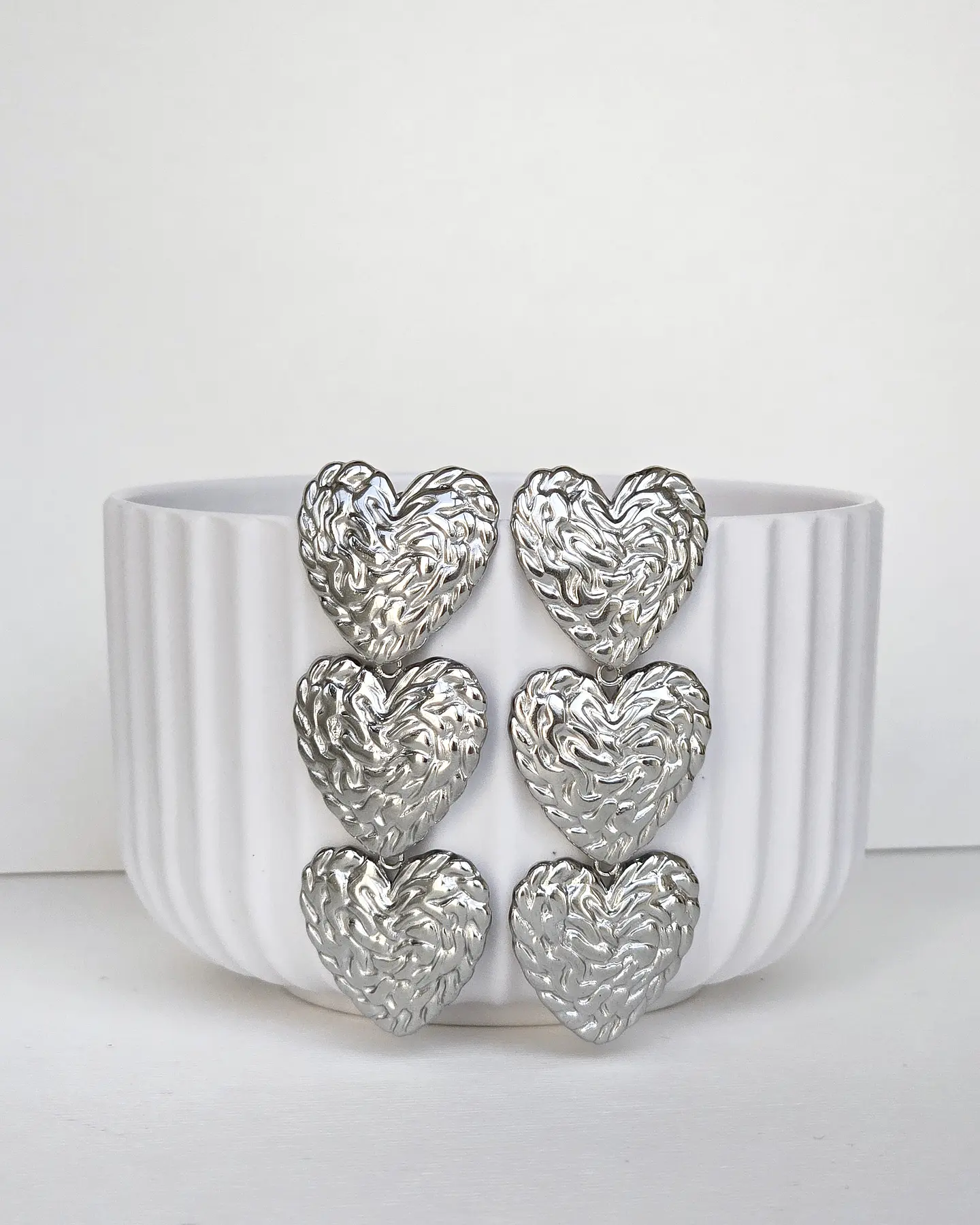 Aros tres corazones silver 1