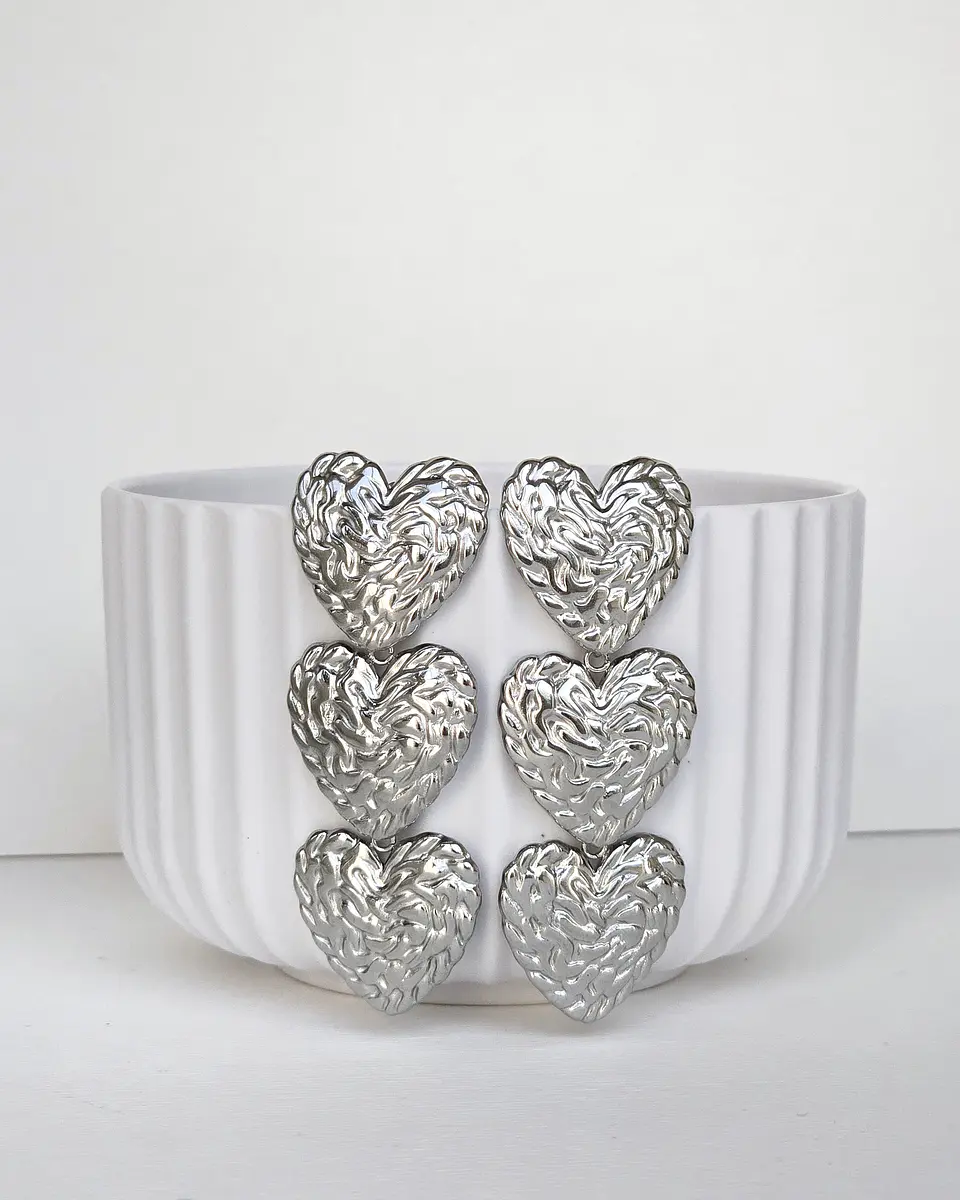 Aros tres corazones silver 1