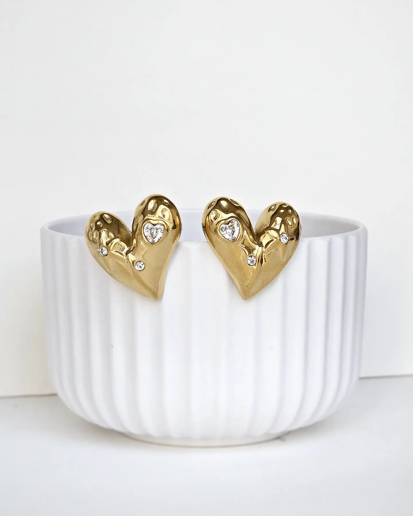 Aros corazón circonita gold 2