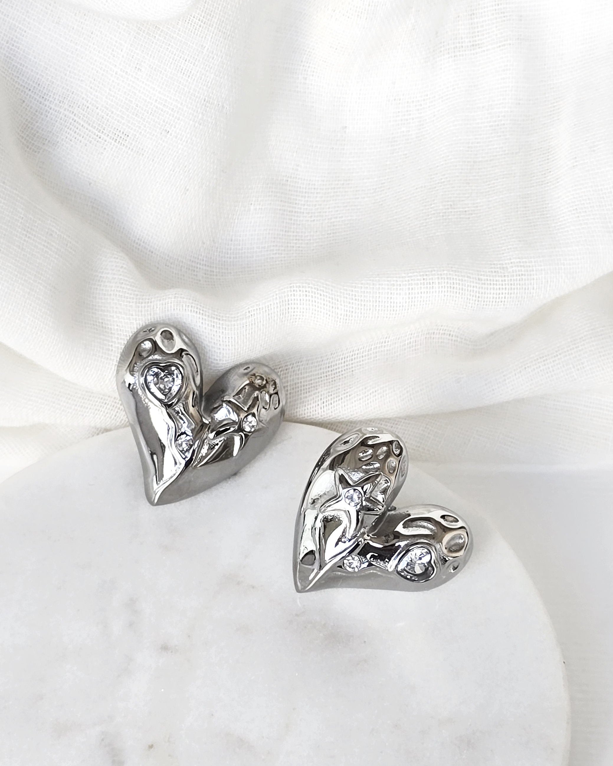 Aros corazón circonita silver