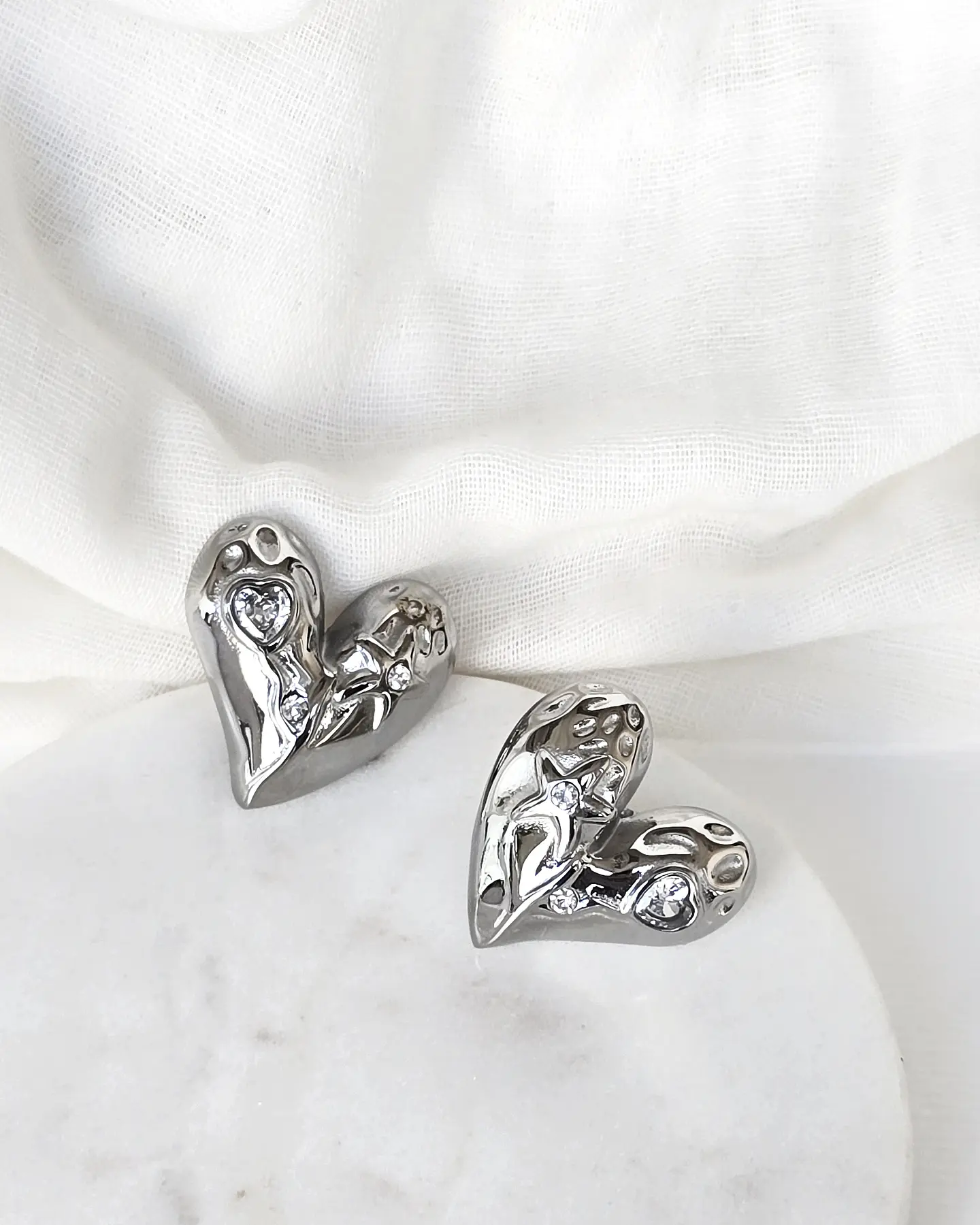 Aros corazón circonita silver 1