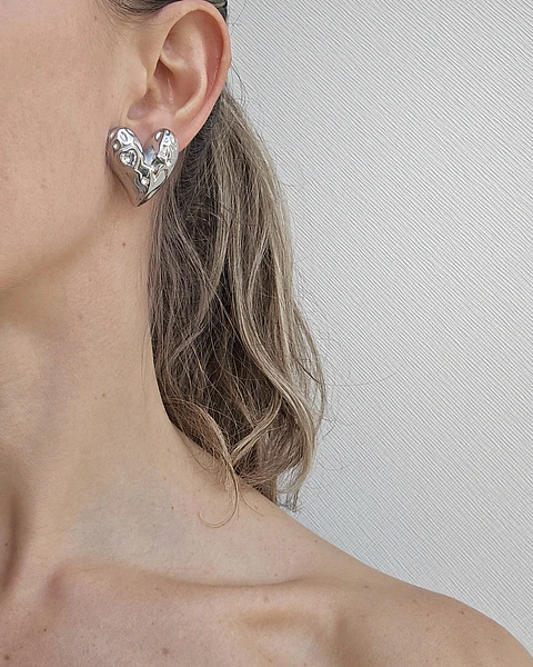 Aros corazón circonita silver