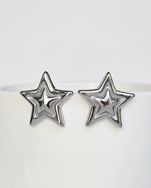 Aros estrella grande silver