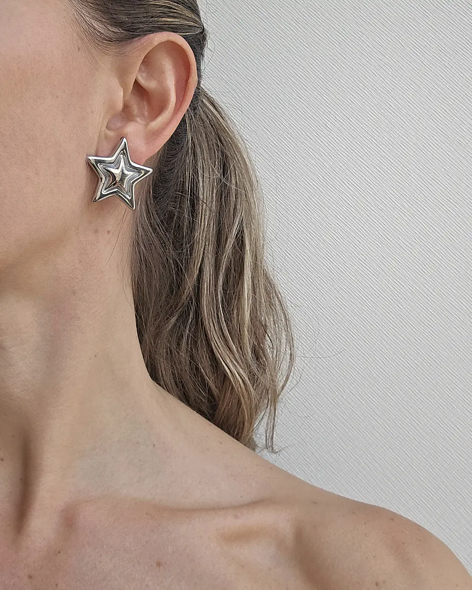 Aros estrella grande silver 2