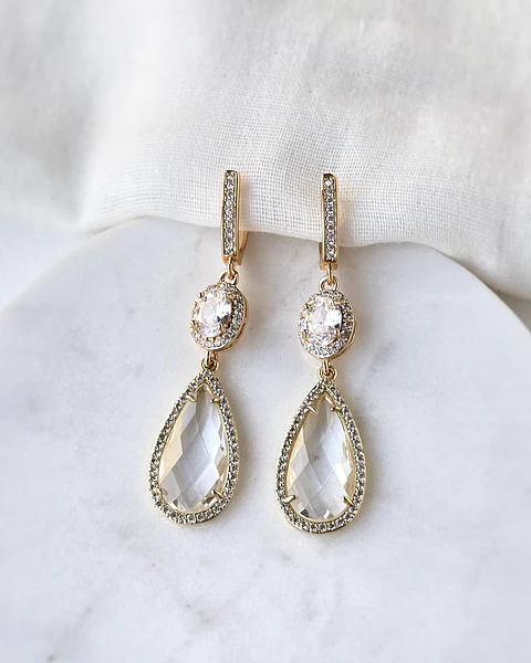 Aros argolla con circonitas y cristal transparente