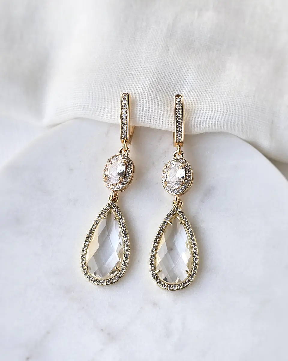 Aros argolla con circonitas y cristal transparente 2