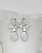 Aros flor bordado de perlas y perla barroca plana - Miniatura 6