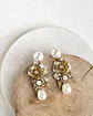 Aros bordados de perla con flores y hojas gold - Miniatura 2