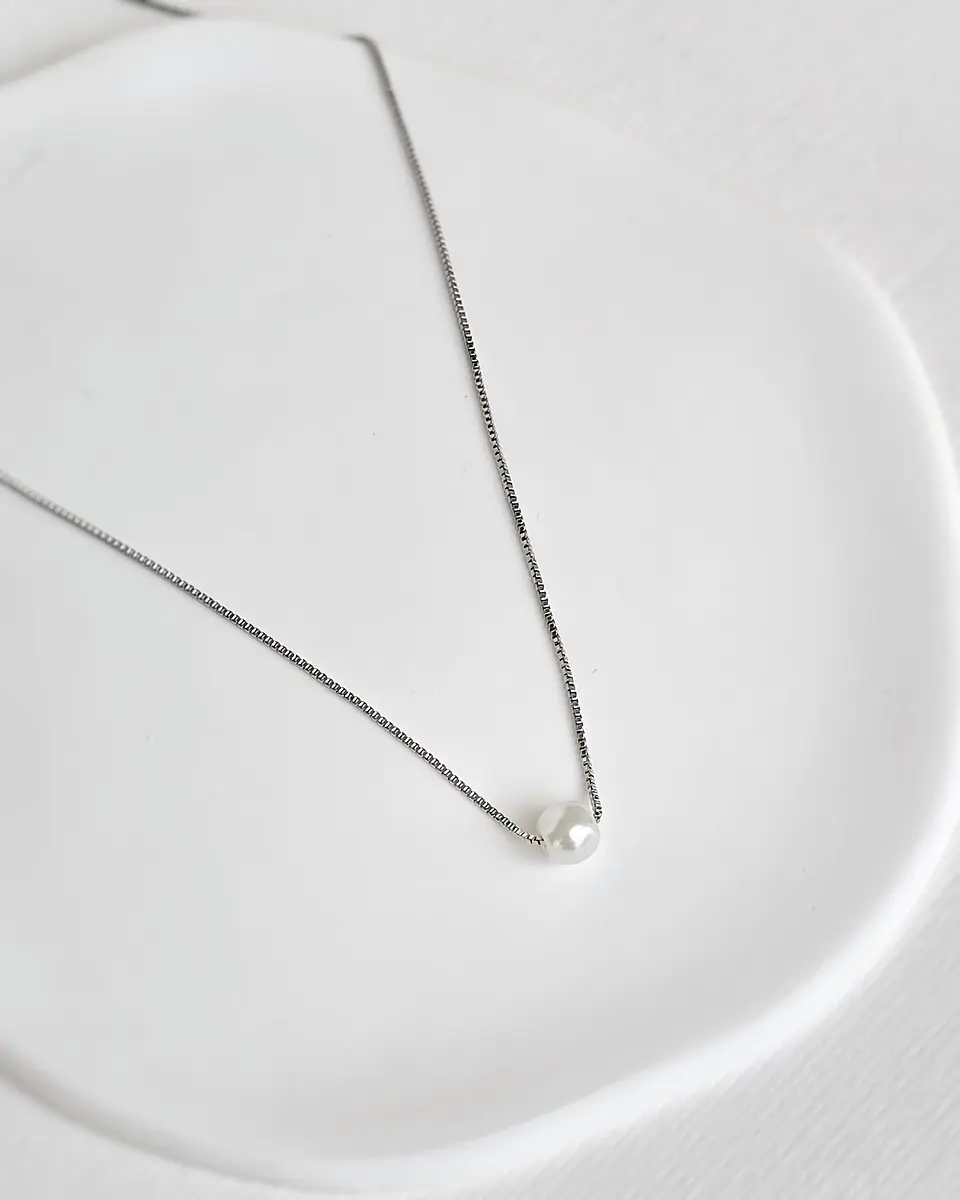 Collar con perla silver 1