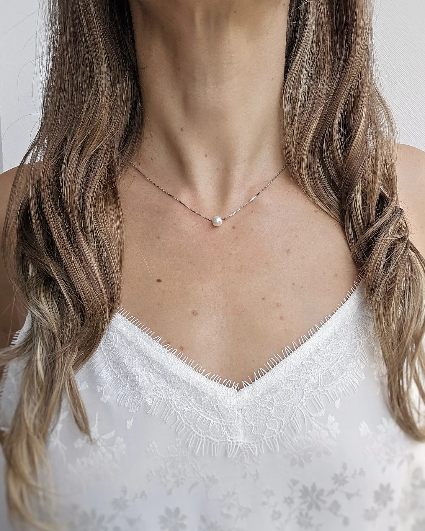 Collar con perla silver 2