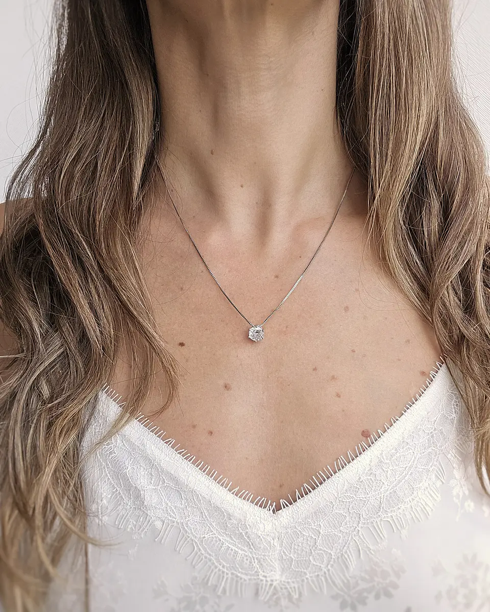 Collar punto de luz plata 47 cms 2