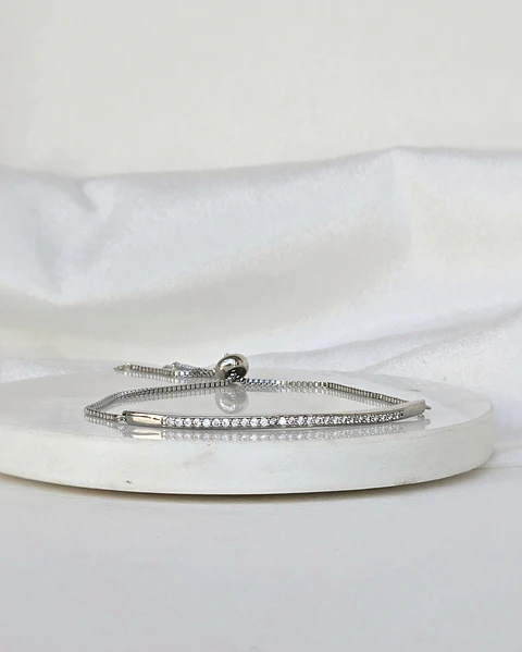 Pulsera cintillo circonitas ajustable plata