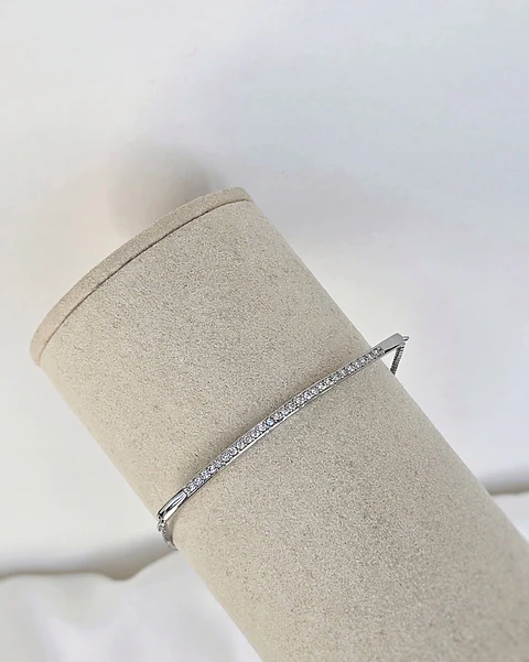 Pulsera cintillo circonitas ajustable plata
