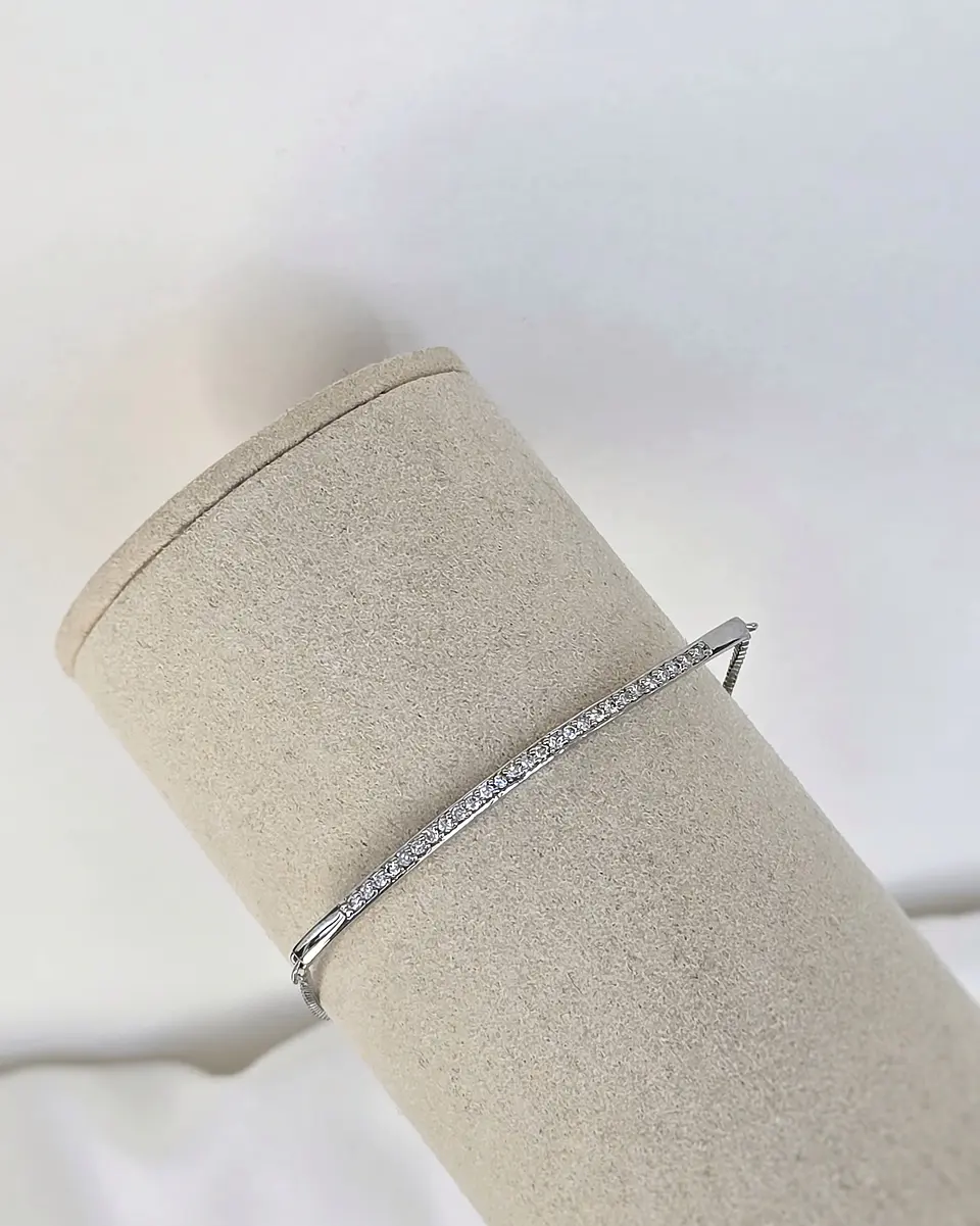 Pulsera cintillo circonitas ajustable plata 2
